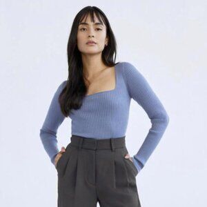 Aritzia wilfred square neck blue top
